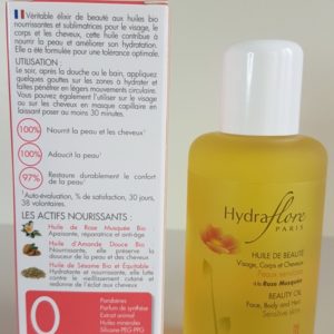 Huile de Beauté Visage, Corps et Cheveux Bio Rose Caresse Hydraflore