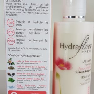 Lait Corps Apaisant bio Rose Caresse Hydraflore